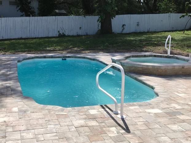 After a completed fiberglass pool project in the  area